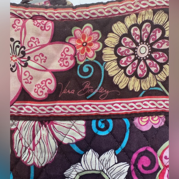 VERA BRADLEY Libby MOD Floral Pink & Brown Retired Shoulder Bag Handbag Purse - Picture 3 of 8